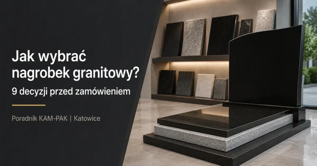 Nowoczesny nagrobek granitowy i próbki granitu – poradnik KAM-PAK Katowice